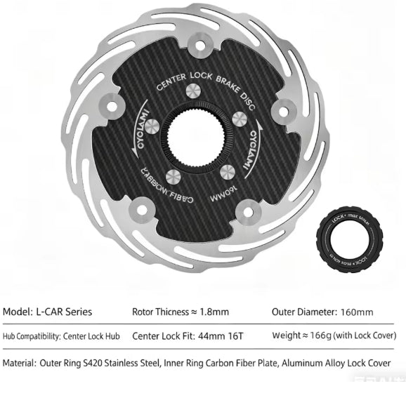 CYCLAMI Carbon Fiber Center Lock Brake Disc Rotors