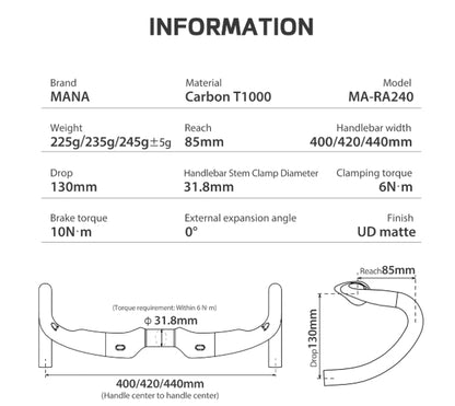 Mana Full Carbon Fiber Aerodynamic Handlebars (NEW)