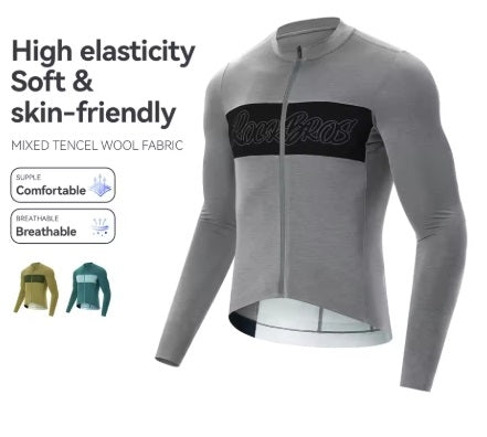 ROCKBROS Mens Merino/Tencel Longsleeve Cycling Jersey (NEW)