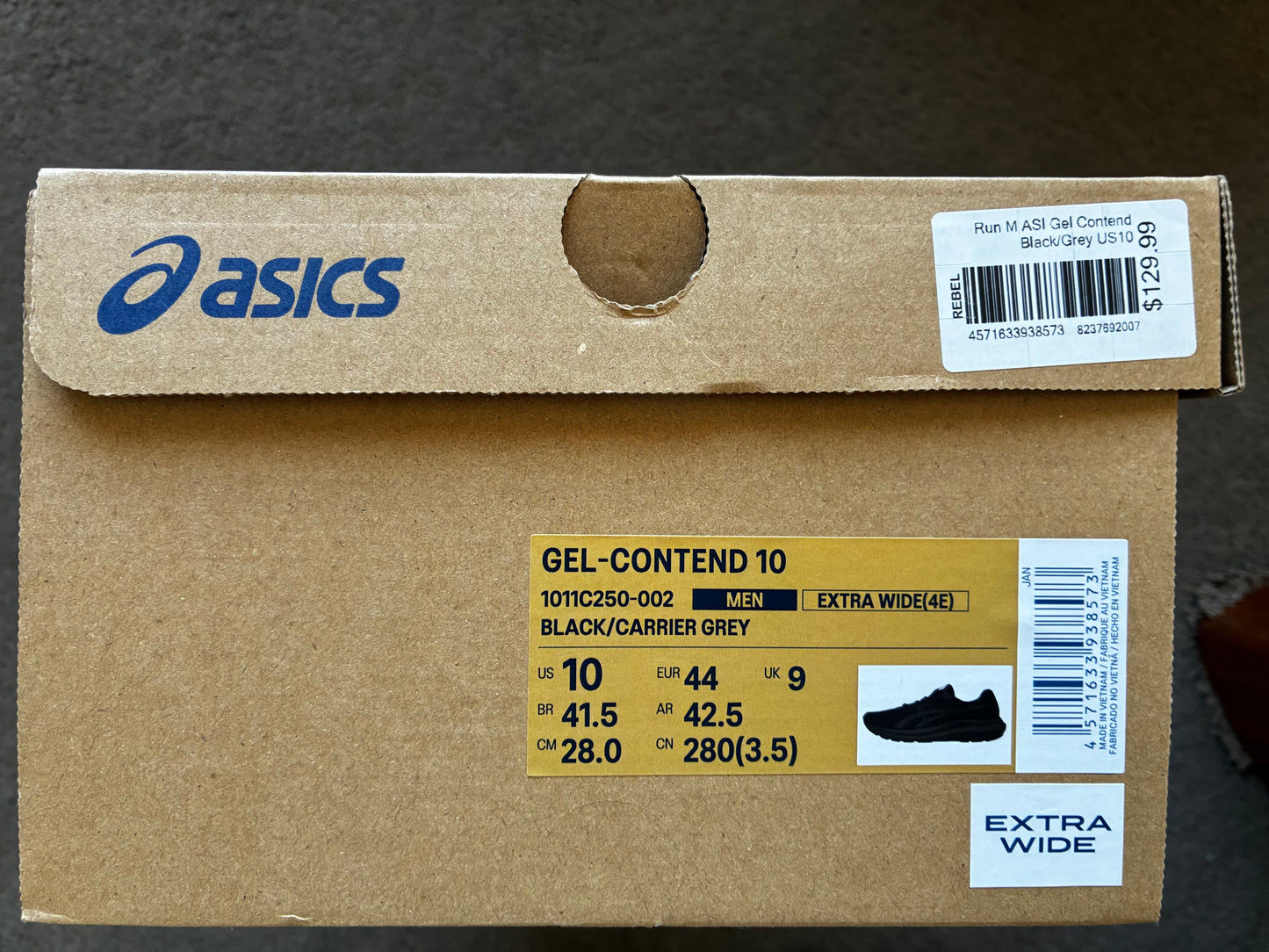 ASICS Gel Contend Running Shoes - Euro 44 E xtra Wide (NEW)