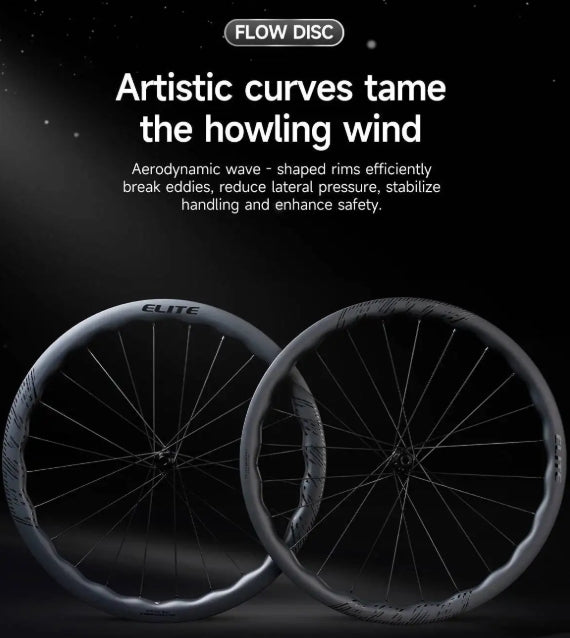 Elitewheels FLOW Carbon Clincher DISC Wheelset - 11 Speed