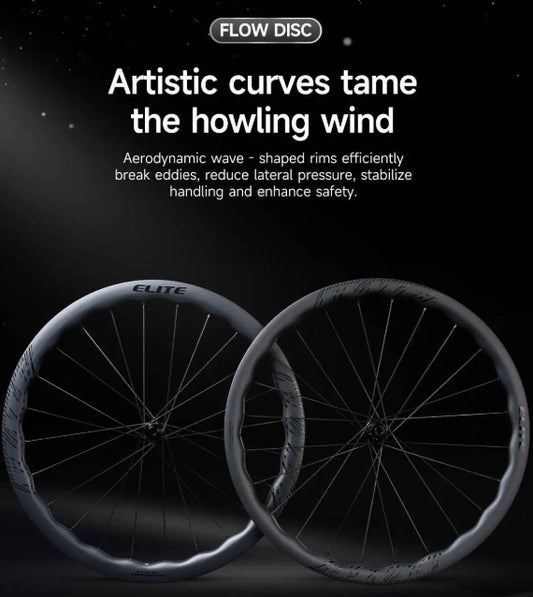 Elitewheels FLOW Carbon Clincher DISC Wheelset - 11 Speed